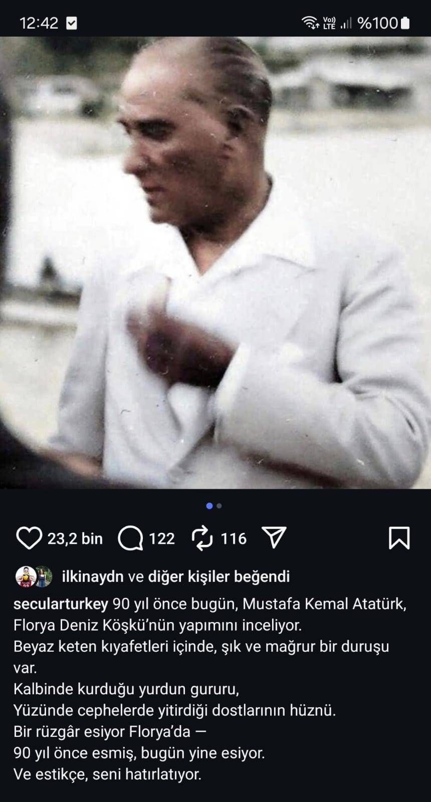 İlkin Aydın'dan sosyal medyayı sallayan Atatürk sözleri: Fotoğrafıyla paylaştı 3